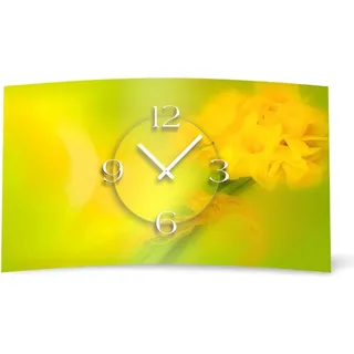 Narzissen Designer Wanduhr modernes Wanduhren Design leise kein ticken dixtime 3D-0126 - Gelb