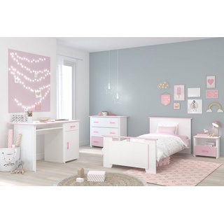 Parisot Jugendzimmer-Set »Biotiful«, (4 tlg., Bett, Nachttisch, Schubkastenkommode, Schreibtisch), rosa