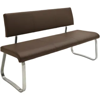 Livetastic Sitzbank Braun, Edelstahlfarben - 175x86x59 cm, mit Rückenlehne, Esszimmer, Bänke, Sitzbänke