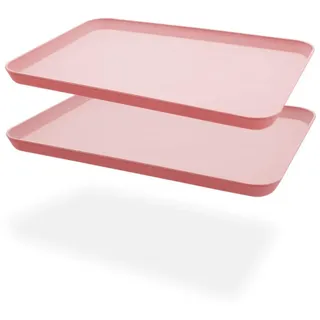 Dekorative, bruchsichere Serviertabletts, 2er-Set, perfekt für Abendessen, Tee, Bett, Bar, Frühstück, Essen (Rosa)