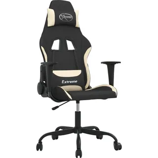 vidaXL Gaming-Stuhl mit Massagefunktion Schwarz und Creme Stoff - Creme