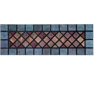 Nicoman Elegante Fliesenmatte Barriere-Fußmatte Umweltfreundliche Kratz- und rutschfeste Innen-/Außen-Fußmatte, Schmal (75x25cm), Blauer Rand