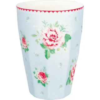 GreenGate French Latte cup Alivia pale blue Blumen Dekor Porzellan hellblau 400 ml