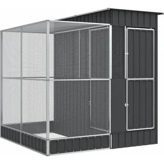 vidaXL Voliere mit Erweiterung Silber 209 x 203 x 216 cm Stahl - Silber
