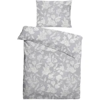 Ralph Bauer Bettwäsche , Graublau , Textil , Floral , 140x200 cm , pflegeleicht, atmungsaktiv, hautfreundlich, bügelleicht, edel glänzend , Heimtextilien, Bettwäsche & Leintücher, Bettwäsche, Damast-Bettwäsche