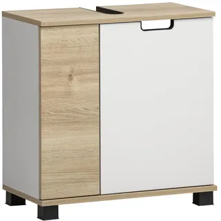 Schildmeyer Waschbeckenunterschrank Emmik 59,8 x 62,4 x 32,6 cm Weiß Matt/Eiche