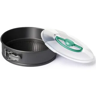 Rund Springform mit Deckel, Backform Rund aus Karbonstahl, Backform mit Antihaftbeschichtung, Runde Kuchenform mit Flachboden, Kuchenform mit Deckel für Käsekuchen Biskuit Dessert Ofenfest
