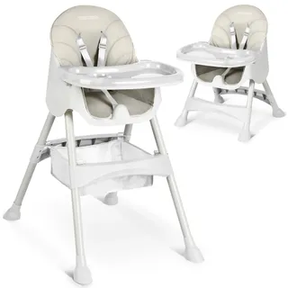 Ricokids Hochstuhl Baby 3in1 Kinderhochstuhl Ab 6 Monaten Essstuhl Mit Sicherheitsgurt Klappbar Pflegeleicht Höhenverstellbares Gestell Mitwachsend Abnehmbarer Essbrett Korb Beige