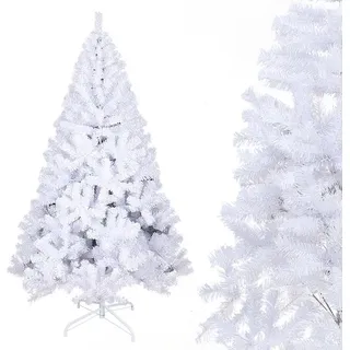 Jiubiaz Weihnachtsbaum künstlich 210cm (Ø ca.110cm) mit ca.1000 Spitzen, Tannenbaum aus Fichte Dekoration, inkl. Metall Christbaum Ständer, Schnellaufbau, klappbar,Weiß - Weiß