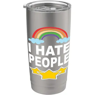 I Hate People Regenbogen Ich Hasse Menschen Lustige Sprüche Doppelwandiger Edelstahl-Thermobecher