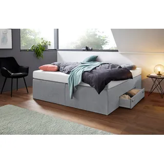 Westfalia Schlafkomfort Boxspringbett, mit integrierter Schublade, frei im Raum stellbar, grau,