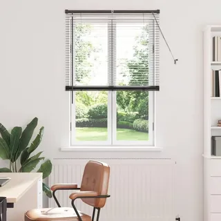 Langlebig Fensterjalousie mit Vorhängen Schwarz Aluminium - Rollos Octo6872424 1parcel - Schwarz