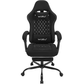 WOLTU Gaming Stuhl mit Massagefunktion, Taschenfederkissen, ergonomisch, Tech-Stoff : Schwarz Farbe: Schwarz - Schwarz