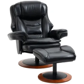 Homcom Relaxsessel mit Ottomane, Fernsehsessel mit Liegefunktion Liegesessel Kunstleder , Schwarz , Leder , 97x104x94 cm , Wohnzimmer, Sessel, Relaxsessel