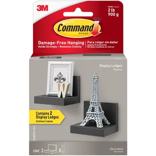 Command HOM23S-2ES Display Ledges, Schiefer, 2 Seiten, 8 mittelgroße Schaumstoffstreifen, HOM23S-2ES