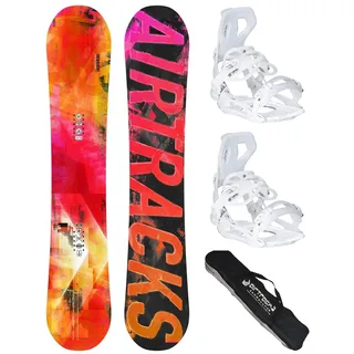 AIRTRACKS Damen Snowboard Set Morioirs Lady Flat Rocker + Snowboard Bindung Star oder Master W Fastec + Sb Bag 144 147 150 156 cm