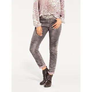 Boyfriend-Hose HEINE, Damen, Gr. 20, Kurzgrößen, lila (dunkelmauve), 98% Baumwolle, 2% Elasthan, unifarben, lang, Hosen Boyfriend-Hose