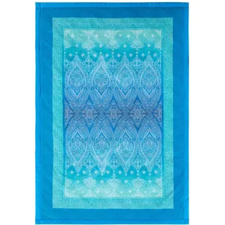 BASSETTI Granfoulard Plaid Kerala B1 blau 135x190 cm, Wohndecke aus 100% mercerisierter Baumwolle, weiche Kuscheldecke, leichte Tagesdecke, dekorativer Bettüberwurf, hautsympathisch, pflegeleicht