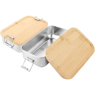 STARVAST 2 Stück Brotdose Edelstahl Lunchbox Erwachsene Kinder - Lunch Box Adult 700ML Brotdose Metall mit Holzdeckel Vesperdose BPA-frei Brotzeitdose Bento Box Frühstücksbox Brotbox für Schule Ausflü