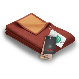 Ibena Stockholm Bio Wolldecke 140x200 cm - 100% Baumwolle, Made in Germany, Baumwolldecke orange Terra zweifarbig