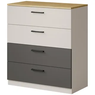Kommode mit Schubladen Billz 4S 80 Kaschmir/Eiche Cremona - Beige
