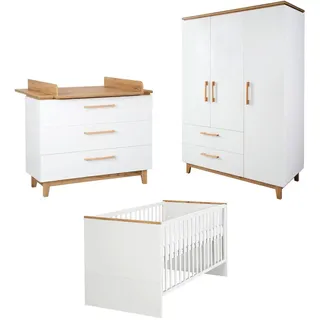 Roba Babyzimmer-Set Finn, 3-teilig , Weiß , Holzwerkstoff , 76x82.5x144 cm , Blauer Engel , Babymöbel & Kindermöbel, Babyzimmer