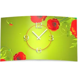 Digital Designer Art Mohn Designer Wanduhr abstrakt modernes Wanduhren Design leise kein ticken DIXTIME 3D-0419 - Rot