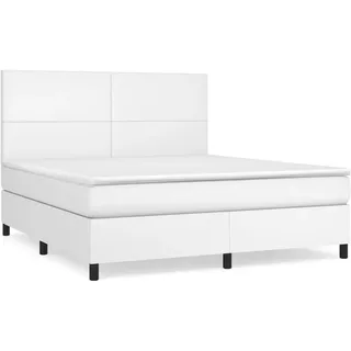vidaXL Boxspringbett mit Matratze Weiß 160x200 cm Kunstleder - Weiß