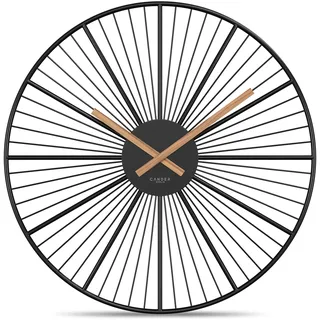 Cander Berlin BARLA XXL Wanduhr lautlos 50 cm Metall Holzzeiger ohne Ticken riesig groß modern schwarz Wohnzimmer Küche Vintage