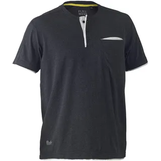 Bisley Workwear UKBK1932_BCCG Flex & Move Baumwolle Henley T-Shirt Kurzarm - Charcoal Marle, M