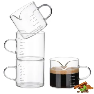 BCnmviku 75ml Espresso Messbecher Glas,Kännchen mit Griff für Barista(1)