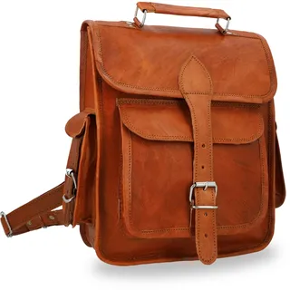 Gusti Rucksack Ledertasche Damen & Lederrucksack Herren – Echtes Ziegenleder, Handgefertigt, Boho Vintage Tasche, Viel Stauraum, Uni Tasche Laptopfach, Vegetabil gegerbt