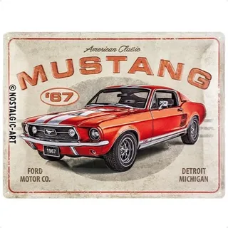 Nostalgic Art Nostalgic-Art Retro Blechschild, 30 x 40 cm, Ford Mustang – GT 1967 Red – Geschenk-Idee für Ford-Zubehör Fans, Original Lizenzprodukt (OLP), aus Metall, Vintage Design, Blechschilder Sprüche