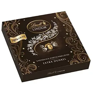 Lindt Lindor Präsent Box Extra Dunkel 70% Kakao, Schokoladengeschenk, ca. 15 Kugeln, 186 g