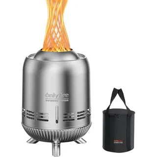 Edelstahl Tischfeuerstelle mit Tragetasche, Tragbar Tischkamin für Pellets und Holz, Mini Raucharmer Tischfeuer 15x24cm, für Indoor Outdoor Balkon, Silber - Silber