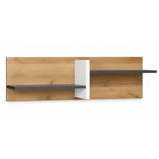 Ravio Wandregal Aster 100 cm , Weiß, Graphitfarben, Eichefarben , Holzwerkstoff, Kunststoff , 4 Schubladen , Rechteckig,Rechteckig , 100x30x22 cm , Wohnzimmer, Regale, Wandregale