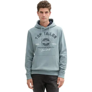 Tom Tailor Herren Hoodie Sweatshirt mit Logo-Print, 27475 - Grey Mint, XL