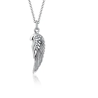 KUZZOI Halskette Herren Flügel Feder Boho 925 Silber grau