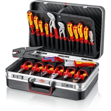 KNIPEX Werkzeugkoffer "Vision24" Elektro, 20-teilig, 21 Steckmöglichkeiten, 24 l Volumen, 480 x 380 x 180 mm, Werkzeugset, Toolbox, 00 21 20
