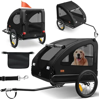 KESSER® Hundeanhänger Boxer 2in1 Hundebuggy Fahrradanhänger 250L, klappbar bis 45kg, inkl. Tasche - Schwarz