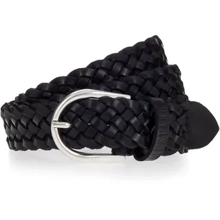 Flechtgürtel MUSTANG "Payton", Damen, Gr. 85, schwarz, Leder, unifarben, Gürtel Flechtgürtel, mit Flechtoptik, 3 cm breit, aus Leder