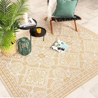 In- & Outdoor Teppich - Summer Oriental Gelb - 240x330cm - Boho, Ländlich, Modern - Balkon, Garten / Terrasse -  FRAAI | Home & Living - Gelb