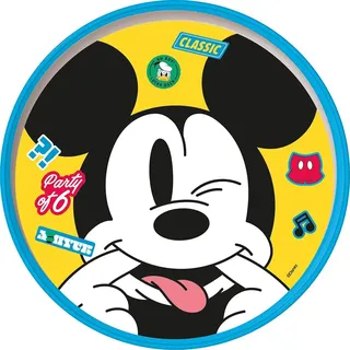 Tataway Disney Mickey Mouse Mickey Mouse Mickey Mouse weißer und hellblauer flacher Teller für Kinder mit rutschfester Unterseite