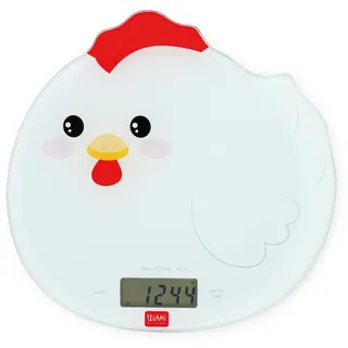 Legami - Digitale Küchenwaage, Kitchen Scale, Hen, 7 Maßeinheiten, Touch-Tasten ON/TARE und UNIT, max. 5 kg