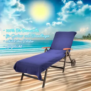 KiNZLER Strandtuch »Frottier-Liegenbezug, 100% Baumwolle« Liegen-Handtuch, Uni Farben, weich & flauschig, auch als 2er Set, blau