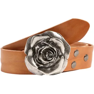 Ledergürtel RETTUNGSRING GÜRTEL, Damen, Gr. 95, braun (cognac), Leder, unifarben, Gürtel Ledergürtel, mit austauschbarer Schließe »Rose«