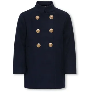 Kurzmantel KIDS ONLY "KOGLANNIE LIFE PEACOAT OTW", Mädchen, Gr. 158, blau (night sky), Web, Obermaterial: 80% Polyester, 20% Wolle, unifarben, gerade kniefrei, gerader Abschluss, Mäntel Kurzmantel