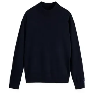 Scotch & Soda Herren Strickpullover mit gerippten Abschlüssen, Marine, M