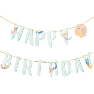 Talking Tables 1 Stück Wiederverwendbare Wimpelkette Meerjungfrauen-Motiv Partydekorationen Banner 3 m - Papier - Happy Birthday