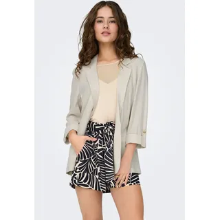 Longblazer ONLY "ONLSIESTA 3/4 OPEN LIN BL BLAZE TLR NOOS", Damen, Gr. 40, gelb (moonbeam), Web, Obermaterial: 80% Viskose, 20% Leinen, unifarben, loose fit hüftbedeckend, V-Ausschnitt, Blazer Longblazer